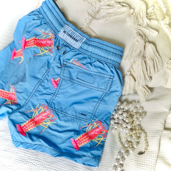 LES CANEBIERS | XS/S | All Over Lobster Light Blue Menβs Swimtrunks Boardshorts - Picture 15 of 16